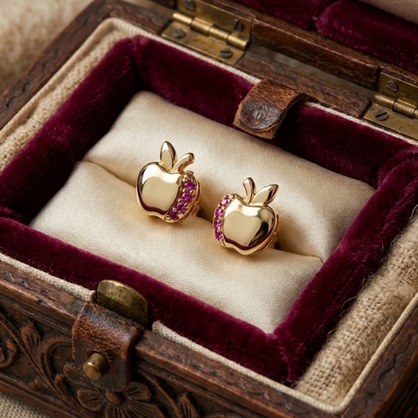 Kolczyki jabłka sztyft złoto 585