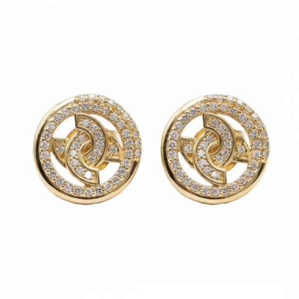 Okazałe kolczyki koła z literami złoto 585