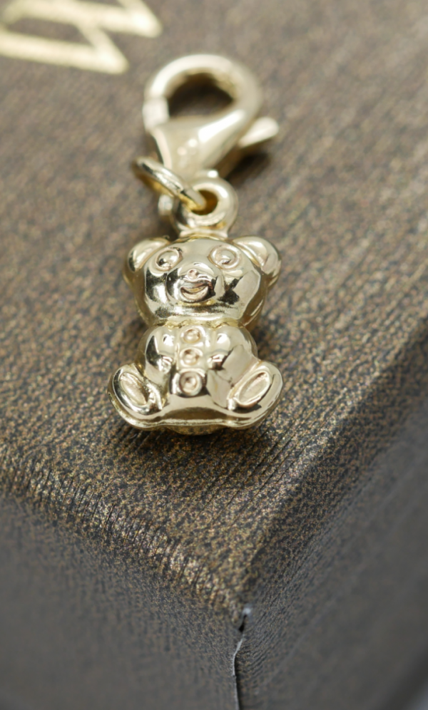  Charms miś dwustronny 3D  złoto 585 