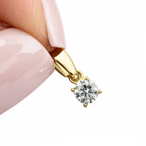 Wisior z białym kamieniem złoto 585