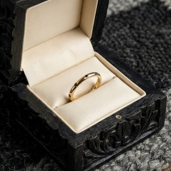 Pierścionek obrączka czarne kamienie R.10/11 złoto 585