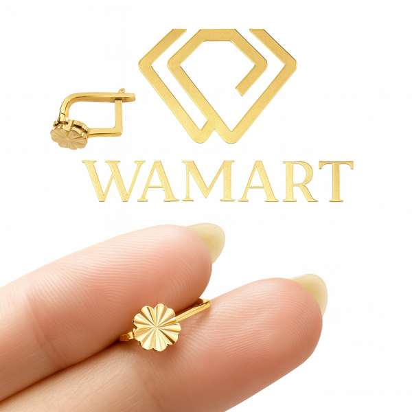  Kolczyki angielskie koniczynka frezowana 3D złoto 375 