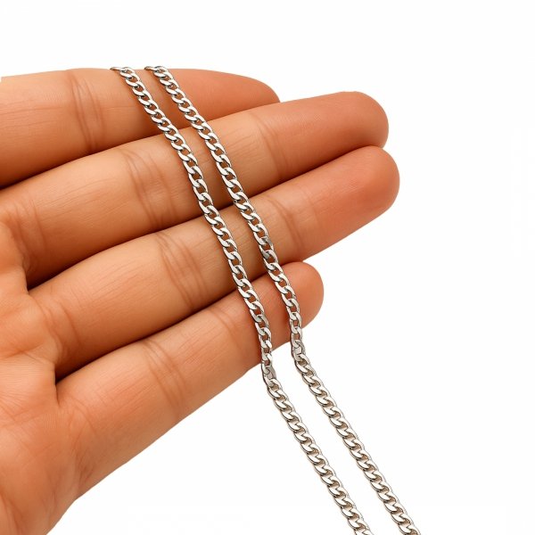 Łańcuch białe złoto kuty splot pancer złoto 585 