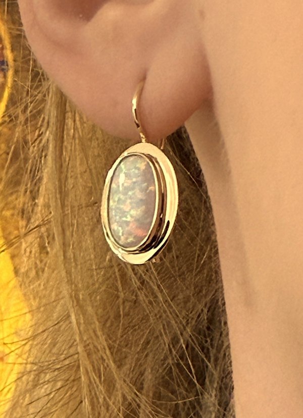 Kolczyki OPAL retro bigiel złoto 585 