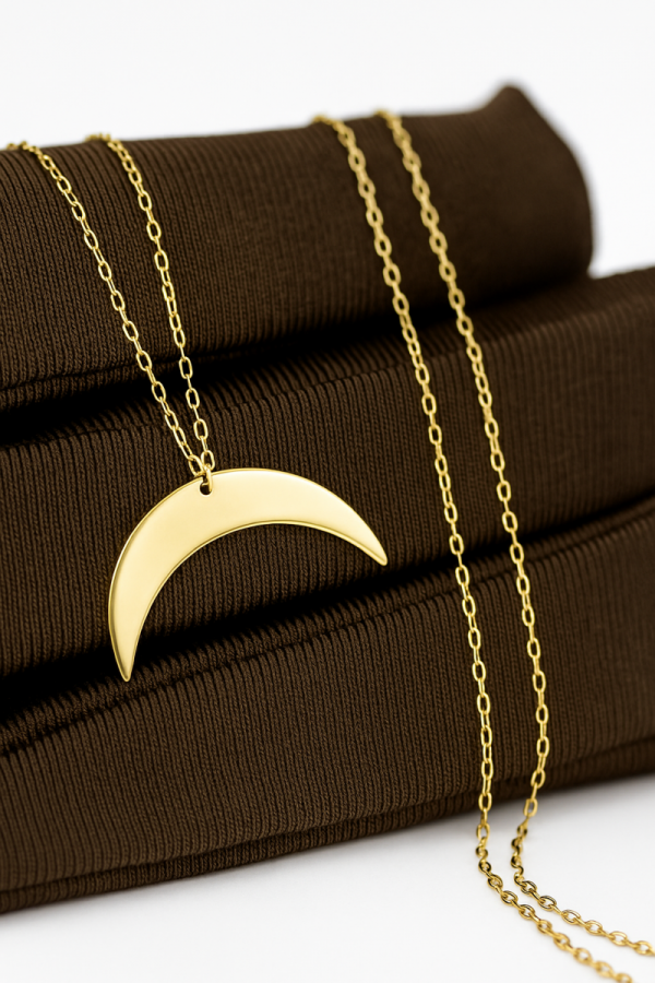 Naszyjnik półksiężyc 45cm gładki okazały złoto 585 