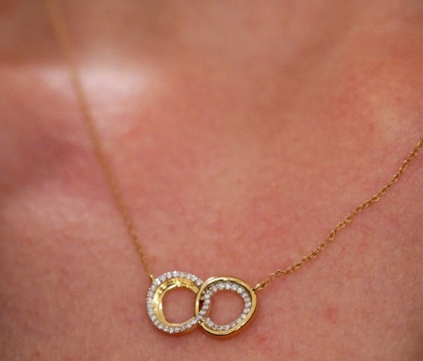  Naszyjnik obrączki więź diament 43/0.13ct złoto 585