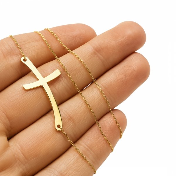 Naszyjnik okazały krzyż złoto 585