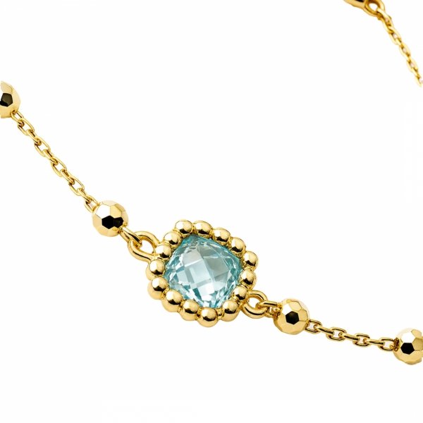 Bransoletka markiza niebieski kamień złoto 585