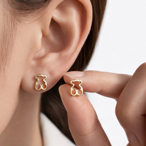 Kolczyki sztyfty misie złoto 585