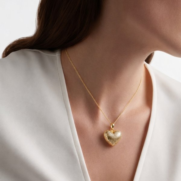 Wisior duże serce dwustronne złoto 585