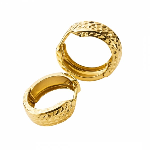 Kolczyki szerokie koła grawerowane złoto 375