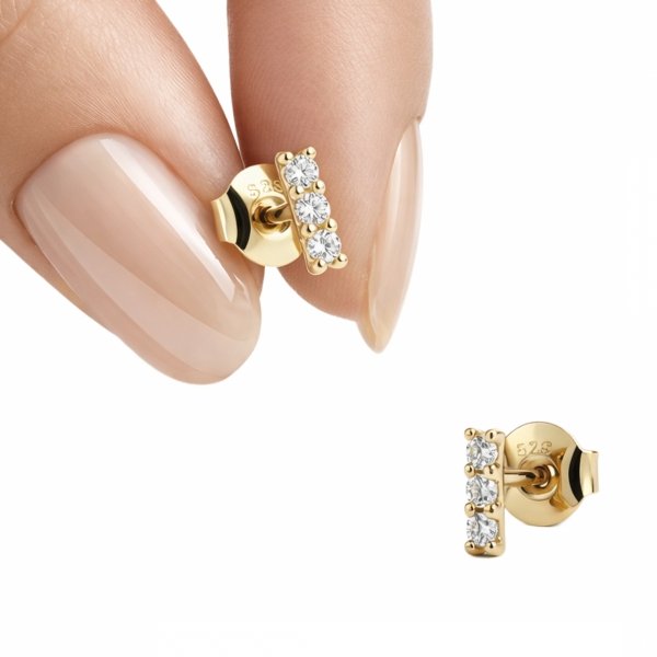 Kolczyki trzy kamienie złoto 585 