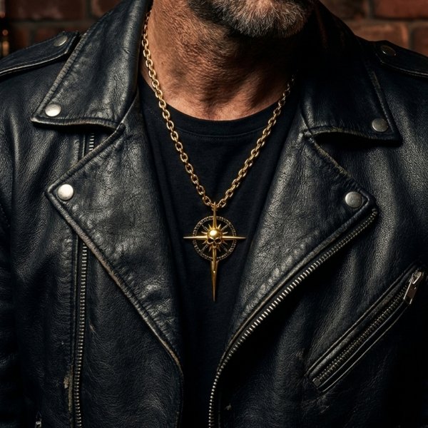  Wisior czaszka róża wiatrów złoto 585 