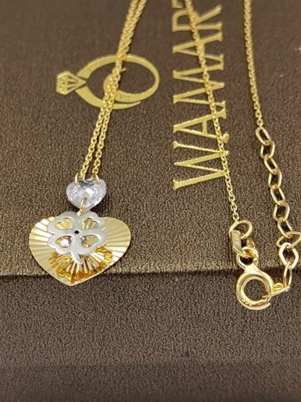  Naszyjnik serce diament talizman 3D złoto585