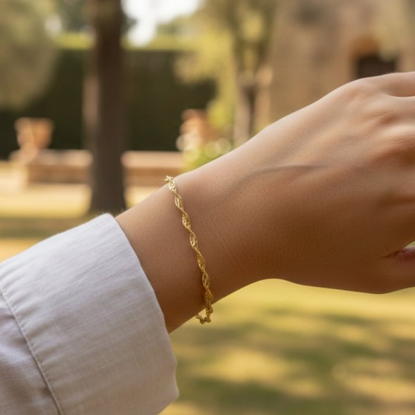 Bransoletka Singapur 19 cm pełna złoto 585