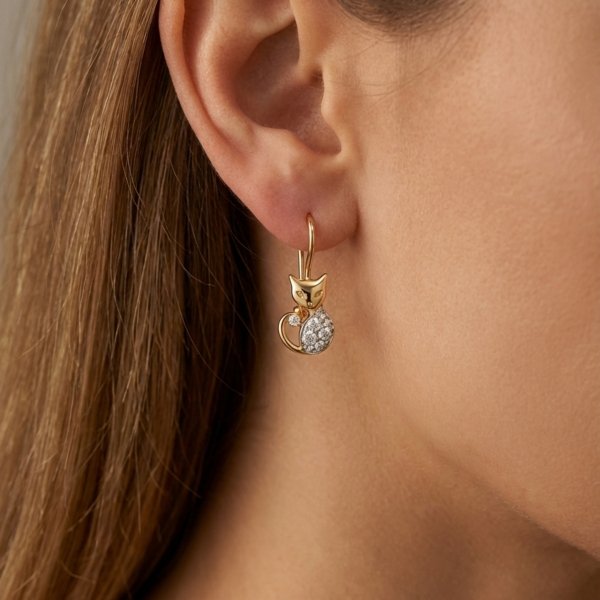 Kolczyki bigiel kotki złoto 585 