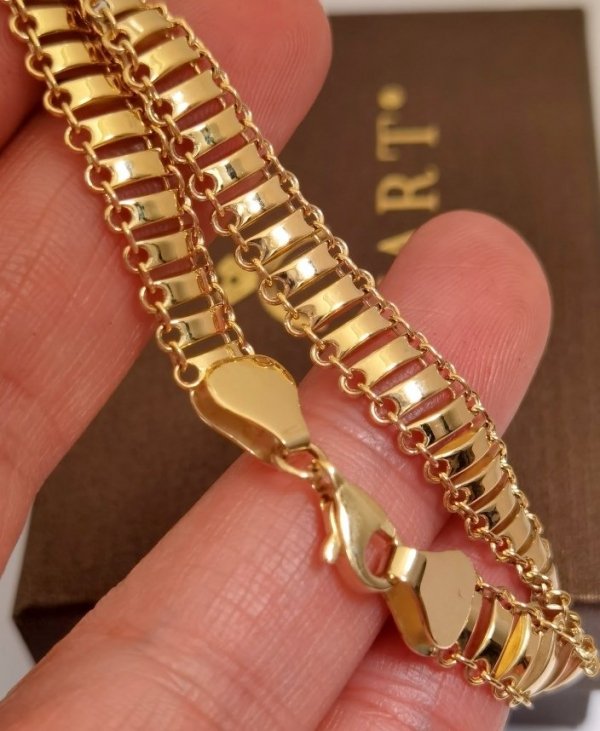 Bransoletka wężowa szeroka złoto 585