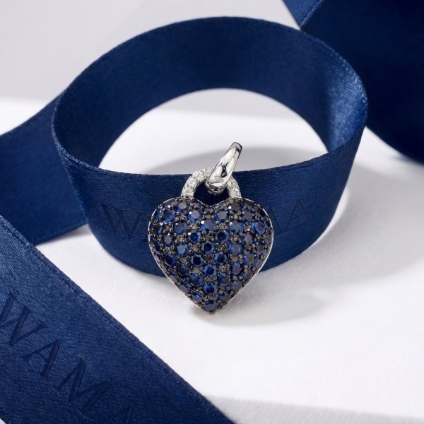 Wisior serce kamienie szafirowe srebro 925