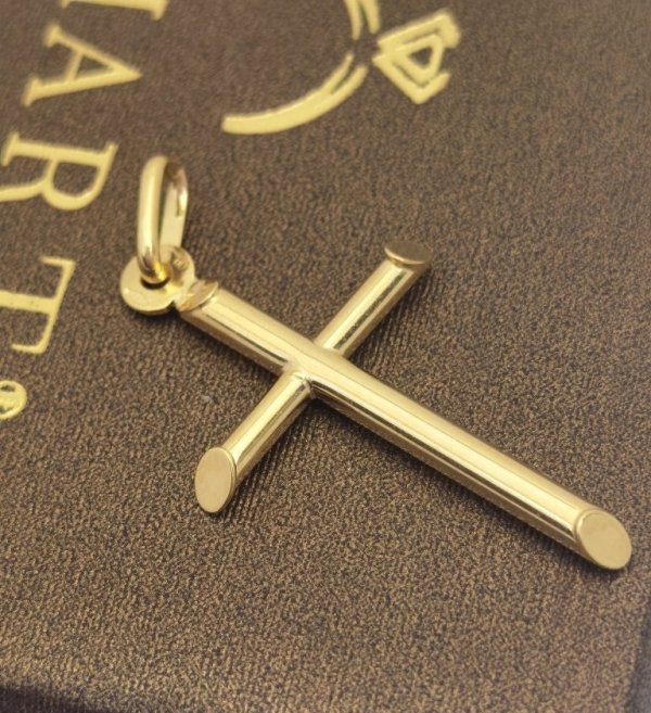 Krzyż prosty 3D złoto 585 