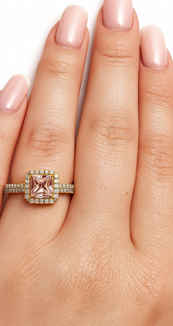 Pierścionek z różowym kamieniem R.17 złoto 585