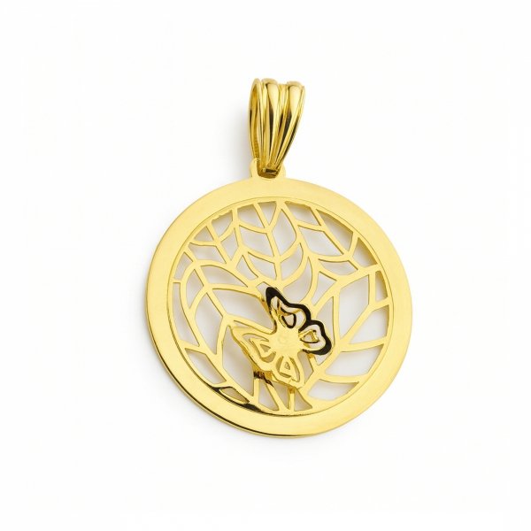 Zawieszka koło ażurowe z motylem złoto 585 