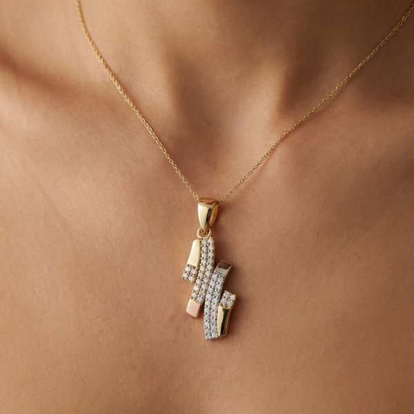 Wisior pełny sztaby trzy kolory  złoto 585 