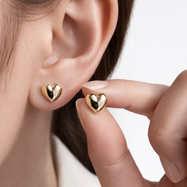 Kolczyki serca sztyft złoto 585