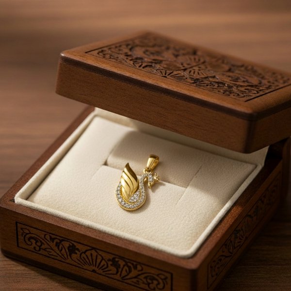 Zawieszka łabędź z kamieniami złoto 585