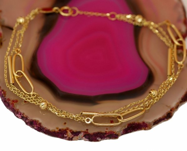 Bransoletka łańcuchy boho  18,5cm złoto 585