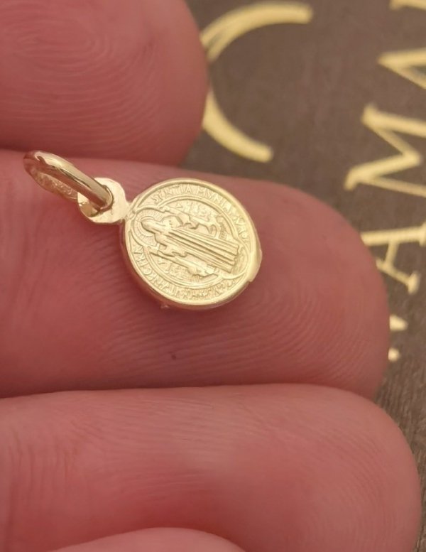 Medalik Benedyktyński dwustronny złoto 585