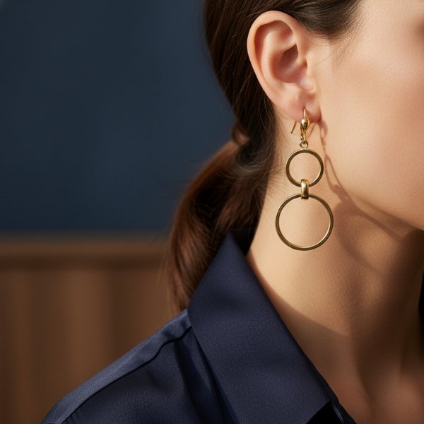 Kolczyki dwa koła 5cm złoto 585 