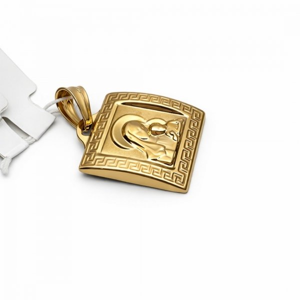 Medalik w formie kwadratu Matka Boska z Dzieciątkiem złoto 585