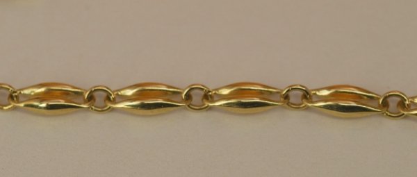 Bransoletka 18,5cm moduł fasolka 3D złoto 585 