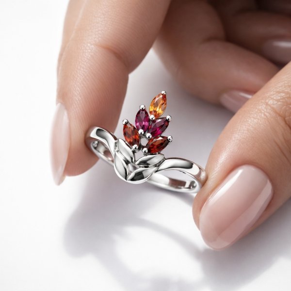 Pierścionek z naturalnym turmalinem srebro 925 ROD