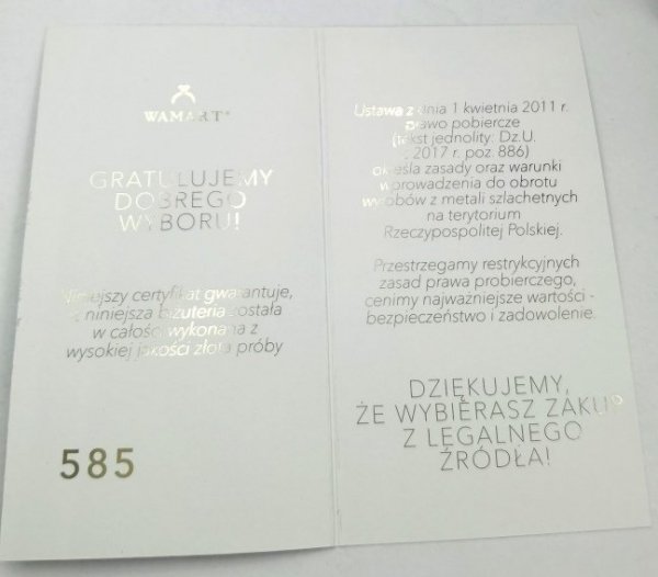Kolczyki długie dwa precle paciorki złoto 585 
