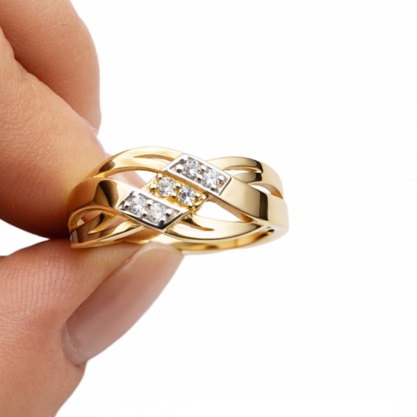 Pierścionek szeroki warkocz  r.16 złoto 585  