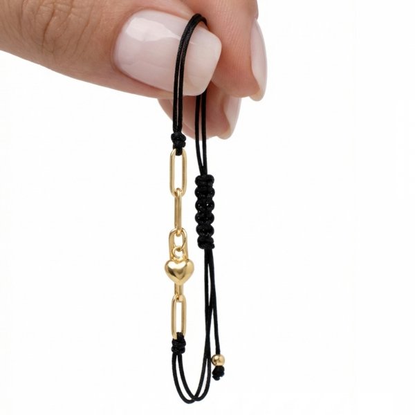 Bransoletka ogniwa z sercem złoto 585 