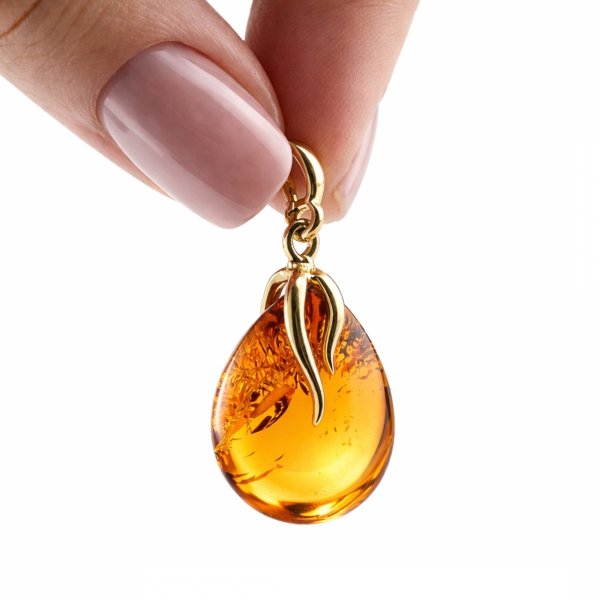 Wisior kropla bursztyn naturalny srebro 925