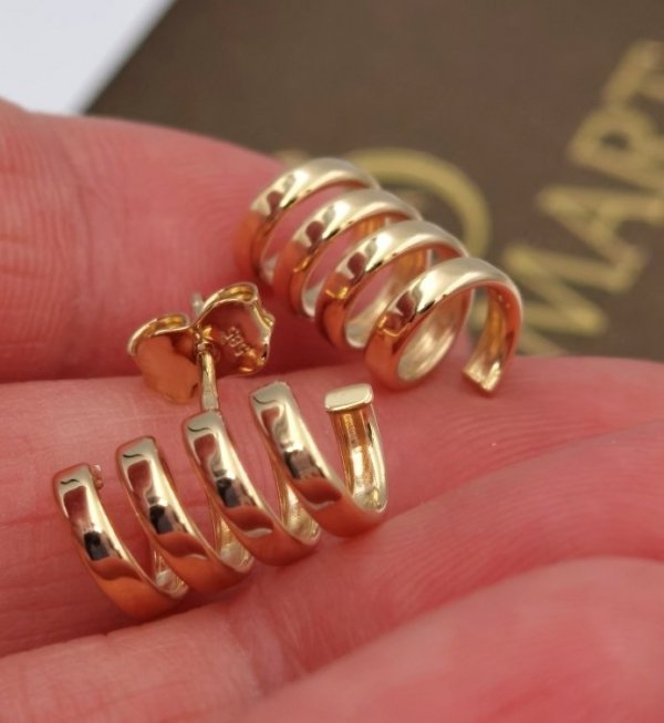 Kolczyki spiralki 3D sztyft złoto585 