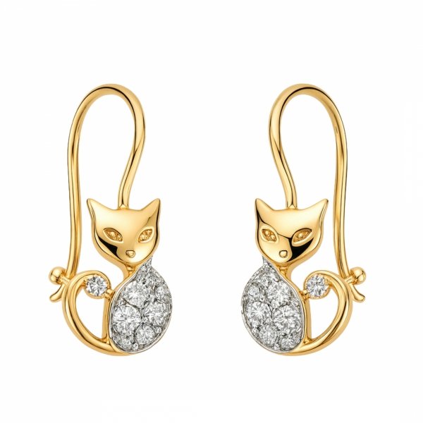 Kolczyki bigiel kotki złoto 585 