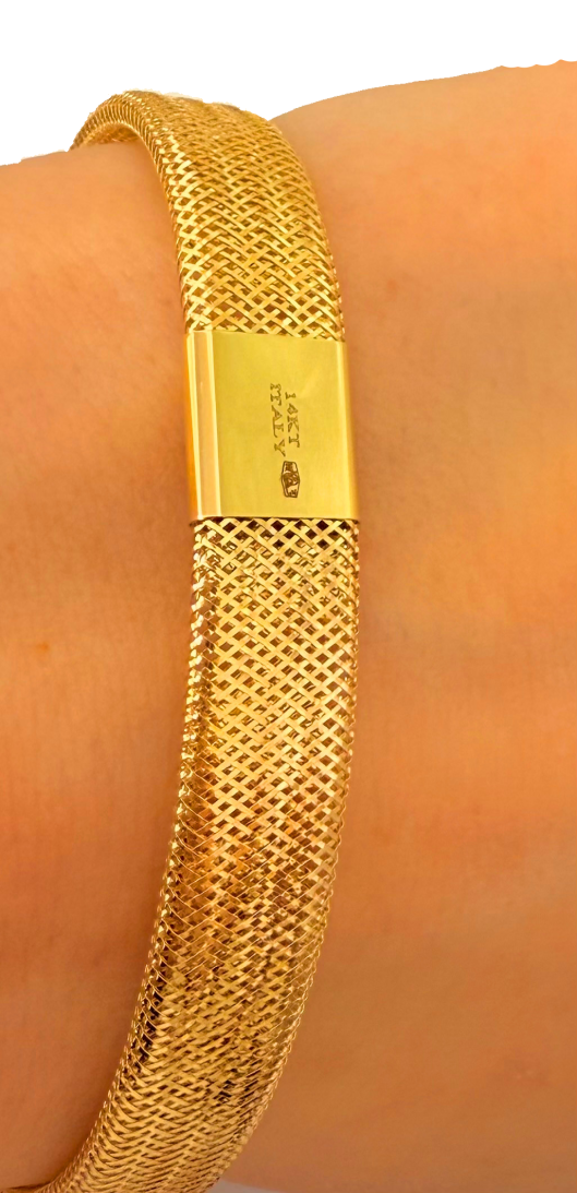 Bransoletka flexi 10mm szeroka okazała złoto 585