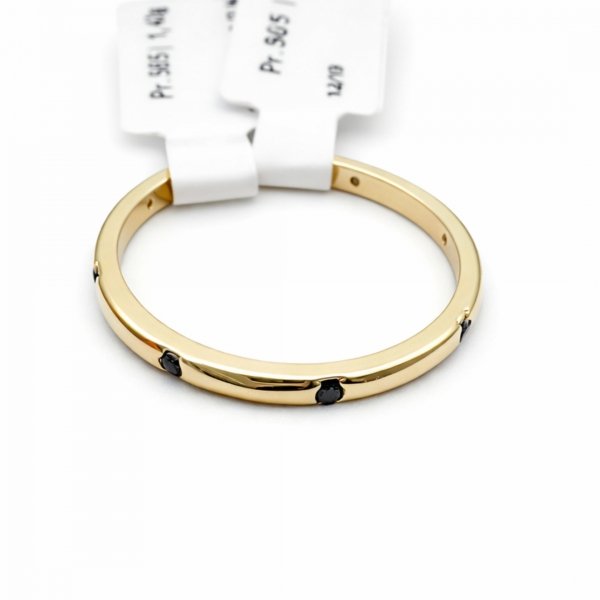 Pierścionek obrączka czarne kamienie R.10/11 złoto 585