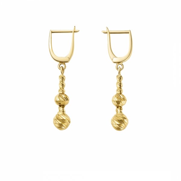 Kolczyki grawerowane kule złoto 585 