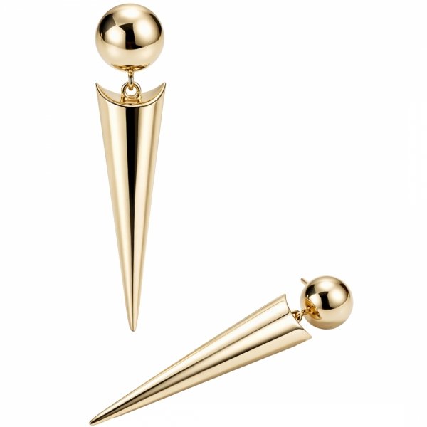 Kolczyki sztyft przestrzenne groty złoto 585 