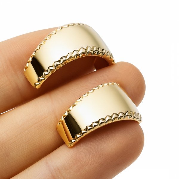 Kolczyki muszle poler obrzeże grawer złoto 585 