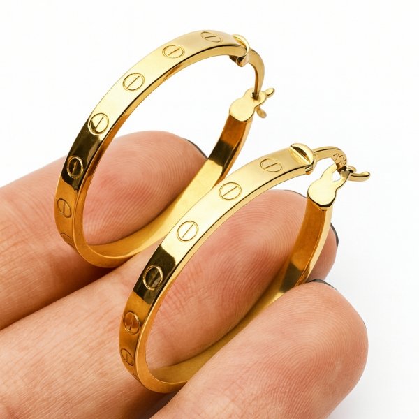 Kolczyki koła fi 31mm gwóźdź złoto 585