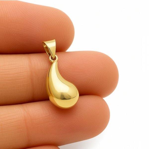 Wisior kropla  duża płaski tył złoto 585 