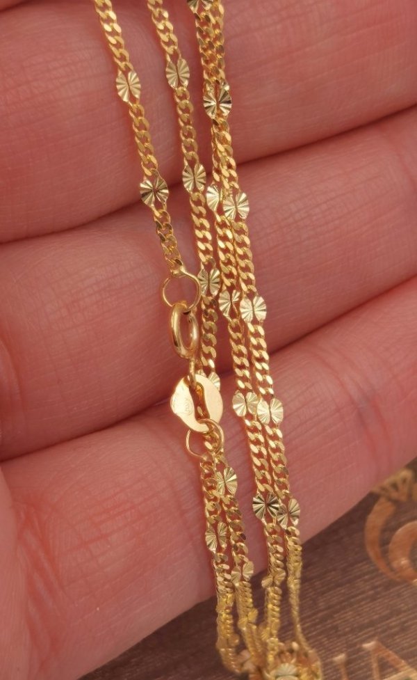 Łańcuszek pełny kuty figaro gwiazdki 50cm złoto 585
