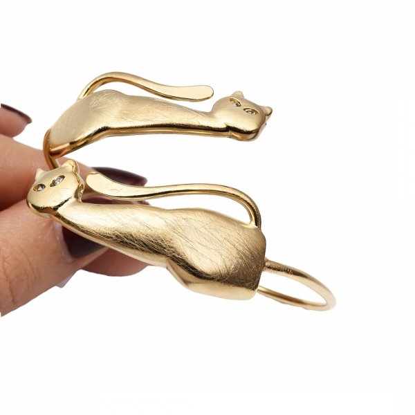 Bransoletka sztywna pozłacana KOTY art srebro 925