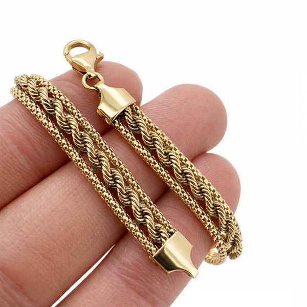 Bransoletka taśma pleciona złoto 585 